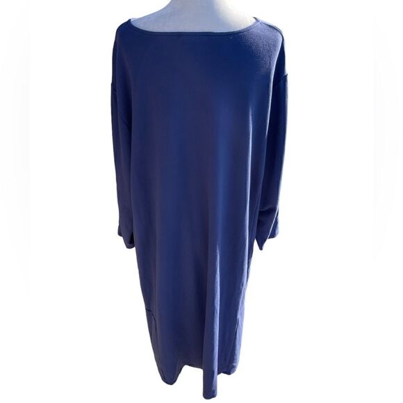 J Jill Extra Blue seamed ponte 3/4 Sleeve Midi Dress, Size X3 - Picture 4 of 14